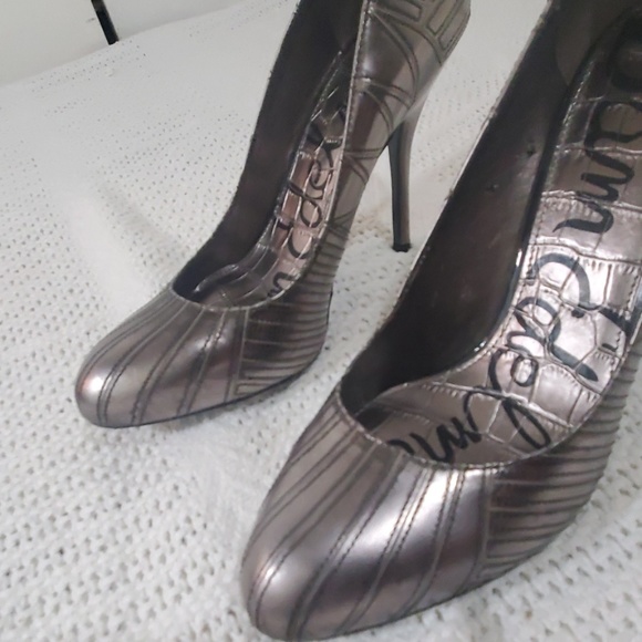 SAM EDELMAN Gray & Black Heels Size 6.5 - Picture 5 of 8
